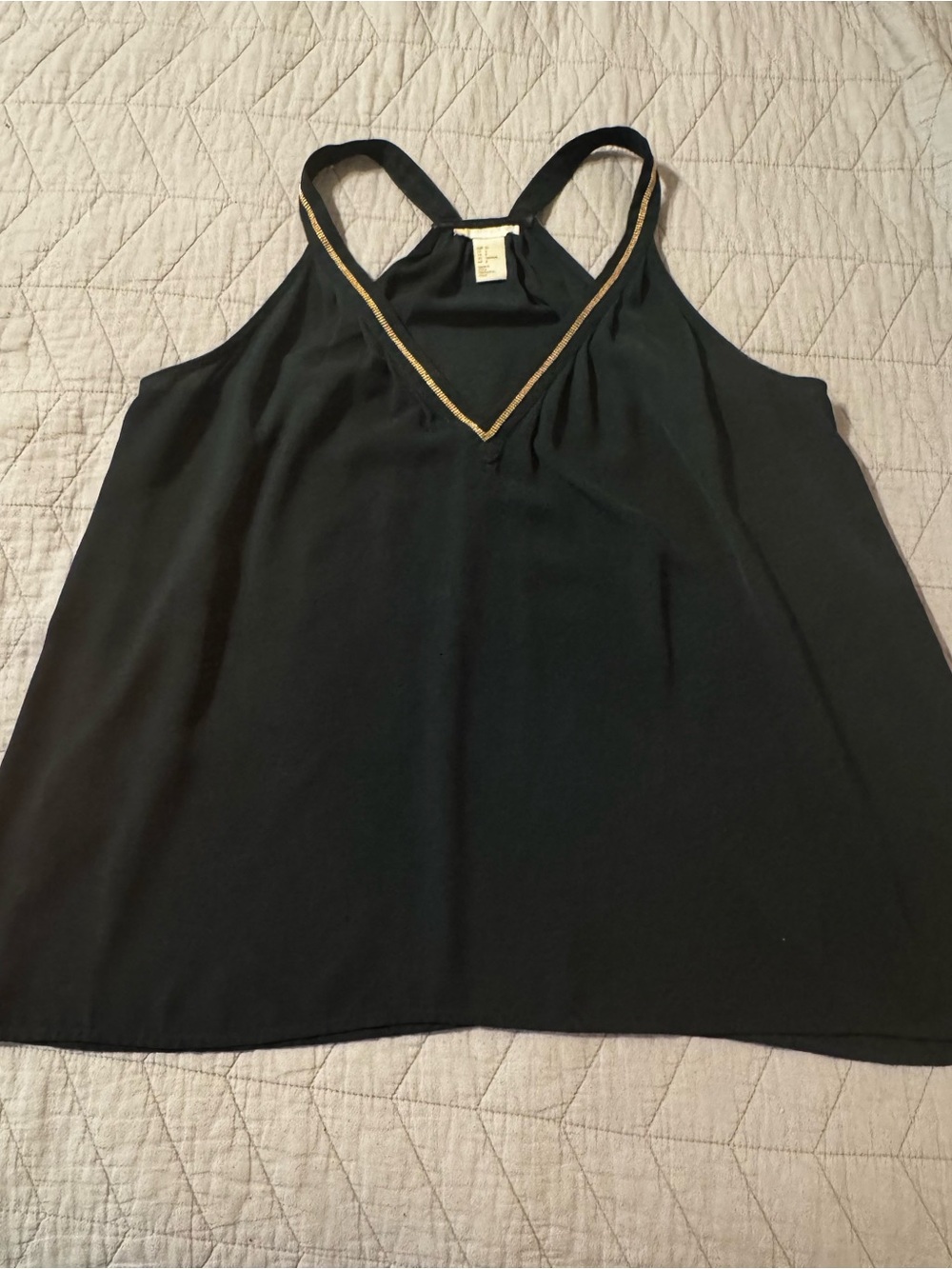 Women's Dark Green Racerback Tank with Gold Trim